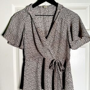 Tan with dots peplum blouse